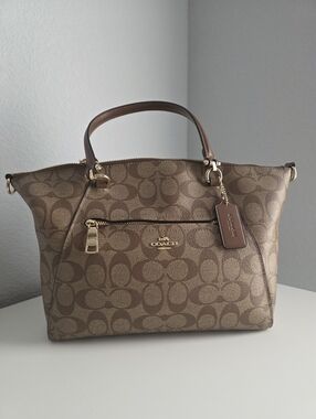 Coach Prairie Satchel In Signature Canvas Gold/Tan/Brown Color Like New